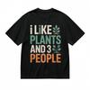 Women's Comfy Classic T-Shirt Green Plant Graphic Humor Design Black Tee Cotton