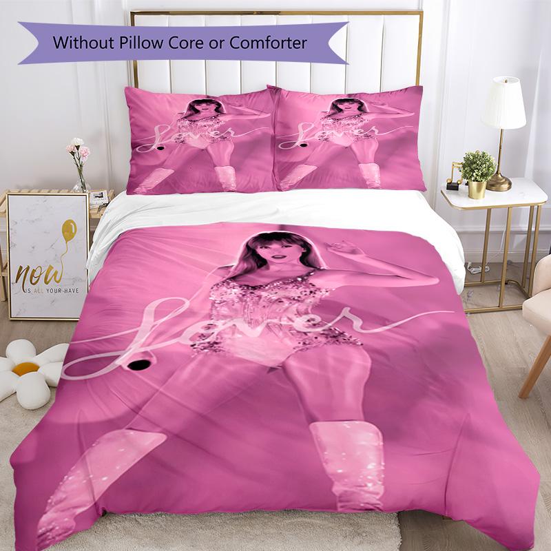 Taylor Swift Lover Album Artwork Bedding Set,Breathable Duvet Cover with Pillowcases,Soft Bed Linen for Bedroom Home Decoration,Perfect Festival Birth