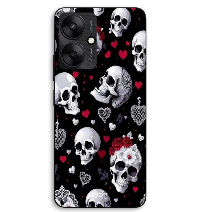 Coque Pour Xiaomi Redmi 13C 5g Tête de mort et coeurs Maniacase