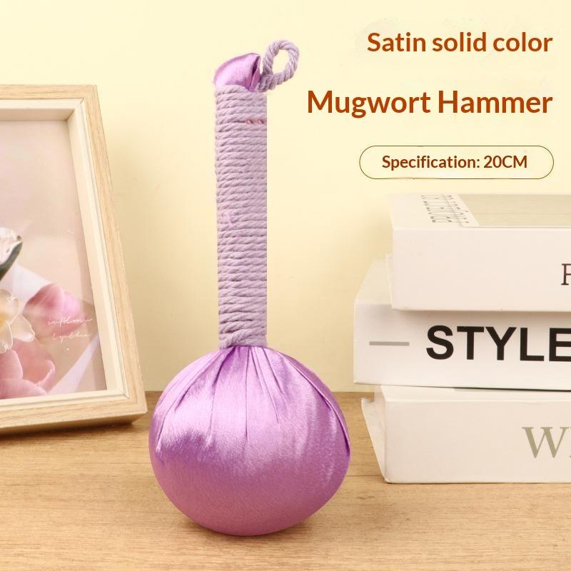 Portable Satin Surface Mugwort Massage Hammer Pure Essential Oil Soothing Body Massager Ideal for Personal Use Festival Gifting