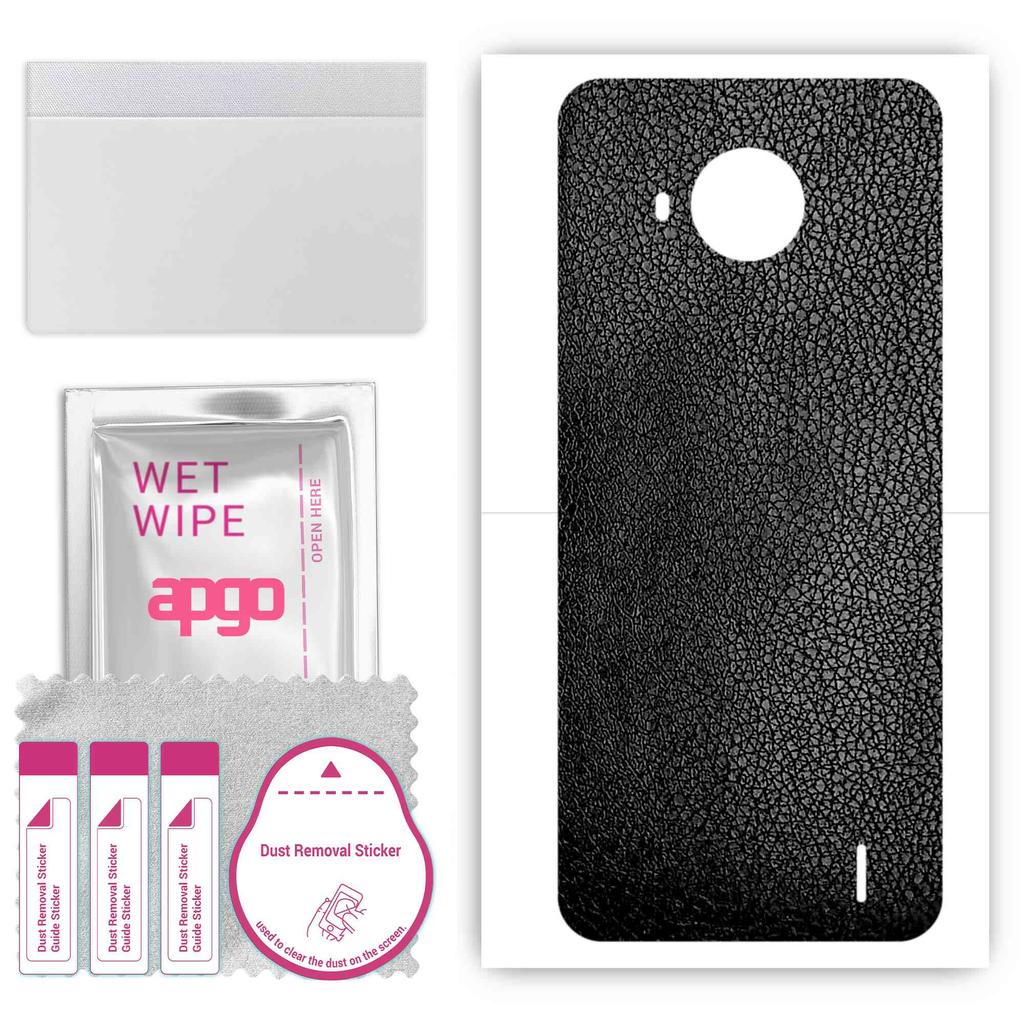 apgo Protective Skin Sticker for the back compatible with Nokia C20 Plus, Wrap Film, Foil, Vinyl - Pattern Black Leather
