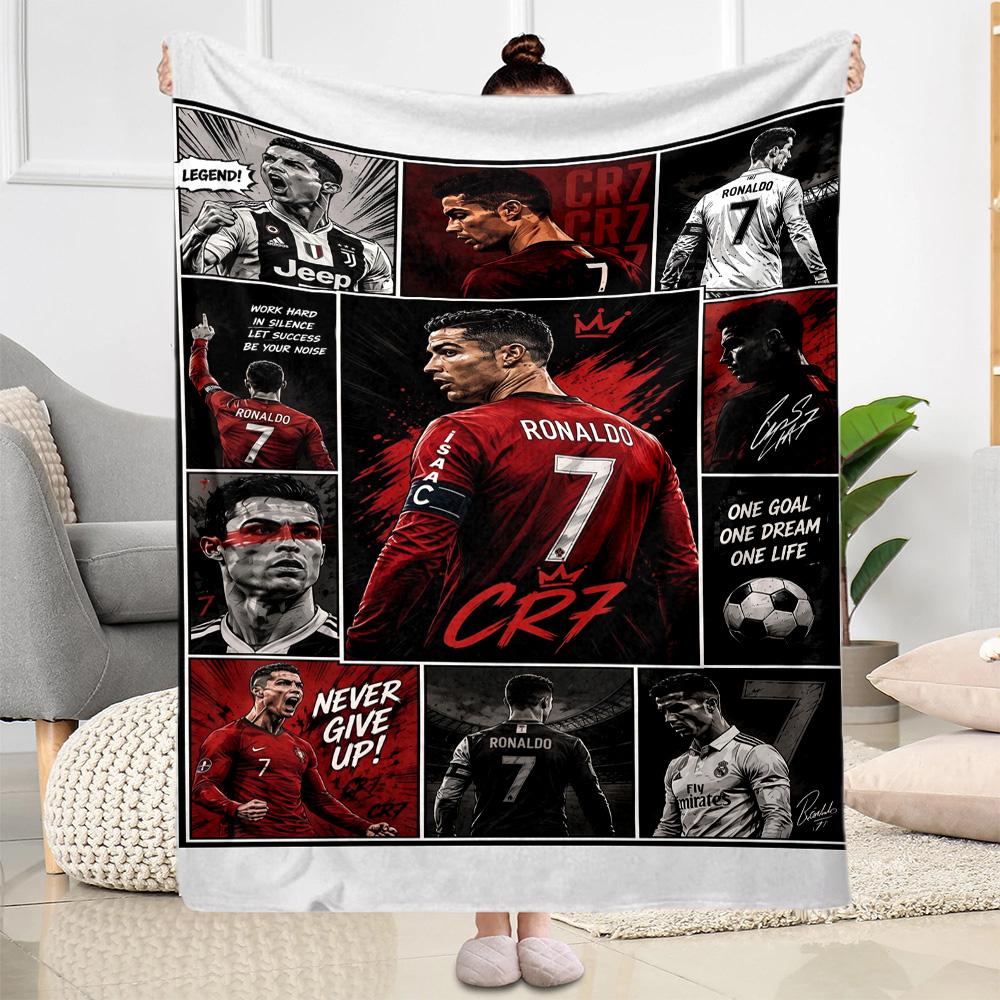Ronaldo's Legendary Journey Blanket Comfortable Great for Chair Sofa Office Chair for All Occasions Digital Print