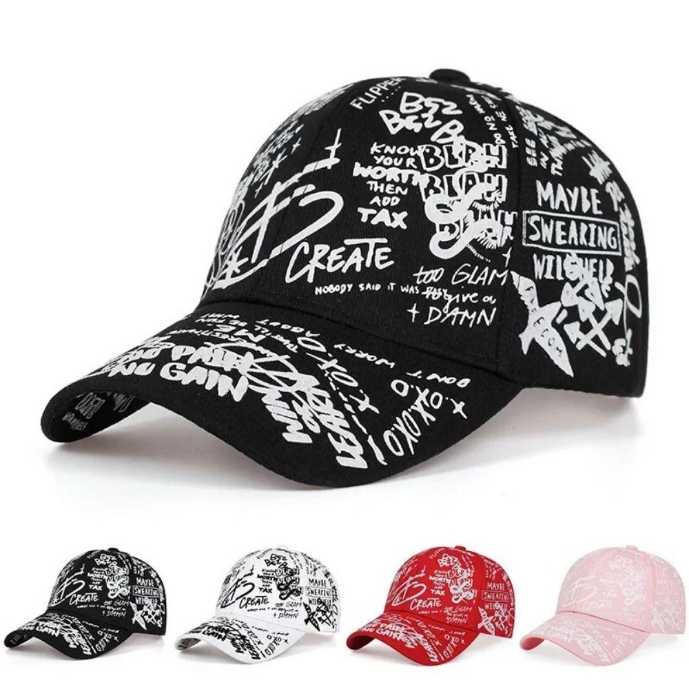 Printing Graffiti Graffiti Baseball Cap Letter Geometry Hip Hop Hip Hop Baseball Cap Personality Adjustable