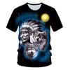 Kids Animal Wolf T Shirt for Boys Summer Autumn Children's Wolf Clothes Short Sleeved Breathable Cartoon Print Cool Wolf Tops