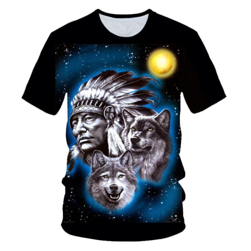 Kids Animal Wolf T Shirt for Boys Summer Autumn Children's Wolf Clothes Short Sleeved Breathable Cartoon Print Cool Wolf Tops