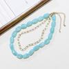 2Pcs/Set Stone Colorful Resin Necklace Multilayer Clavicle Chain Stone Beads Short Choker  Women