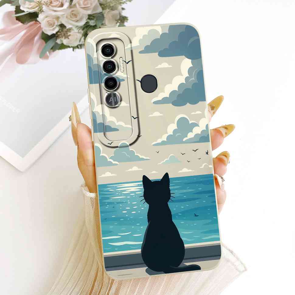 For Tecno Spark 7 Pro Case KF8 Fashion Flower Cat Soft Silicone Back Cover For Tecno Spark7 Spark 7 Pro Phone Case Bumper