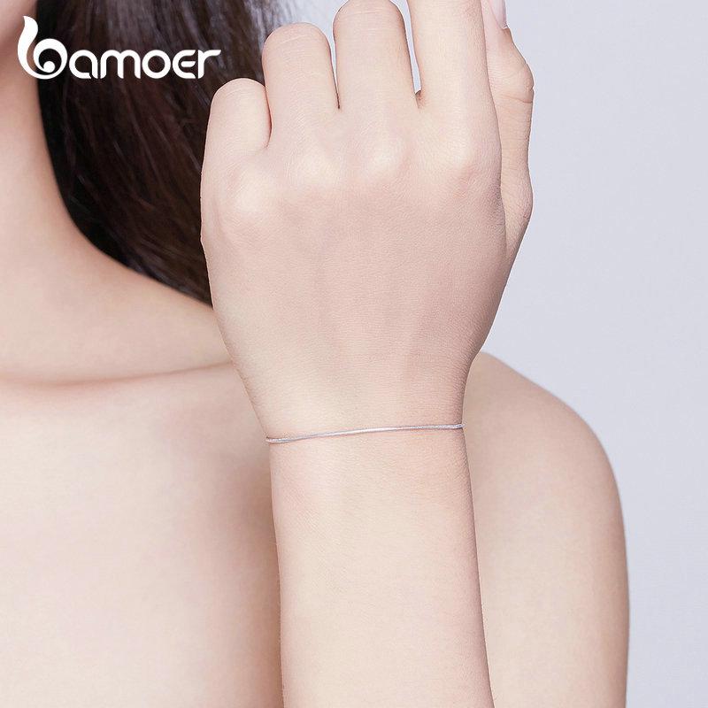 BAMOER 100% 925 Sterling Silver? Bracelet New Snakebone Bracelet For Women Sterling Silver Jewelry