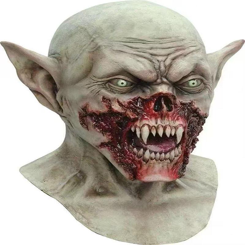New Halloween Collection Horror Curse Witch Mask Scary Prop White Hair Female Ghost Zombie Mask Latex mask