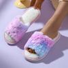 Women's Bling Star Fluffy Slippers, Cozy & Warm Open Toe Indoor Mute Shoes, Comfy Bedroom Fuzzy Slippers
