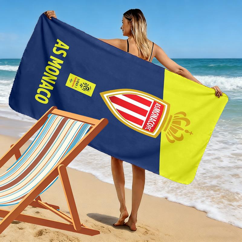 Пляжное полотенце с принтом AS Monaco, Большое мягкое быстросохнущее полотенце для пляжа, кемпинга, плавания