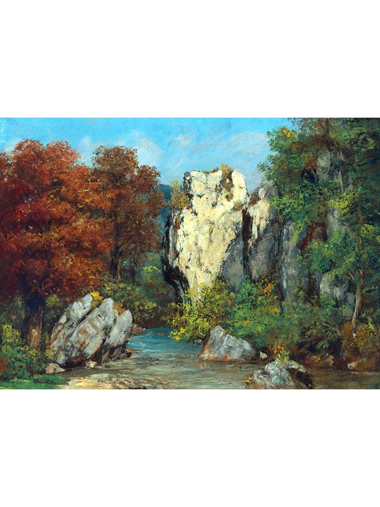 Realism Famous Artist Gustave Courbet River Rocks Forest Landscape Poster Canvas Painting Wall Art for Living Room Home Decor
