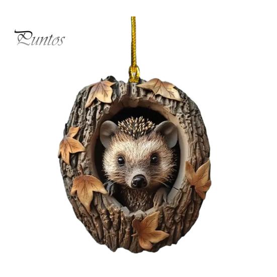 Рождественский орнамент в виде животного, 2D акриловый кулон, украшение в виде лесного животного, деревенский овальный дизайн, сезонный декор для рождественской елки, сувениры на память о дикой природе