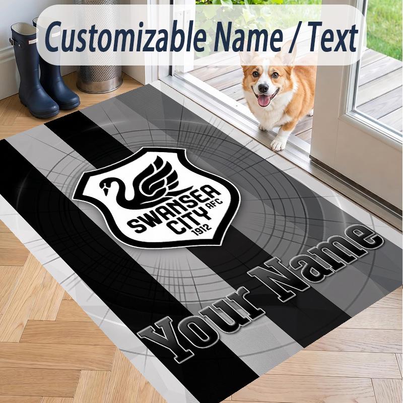 Custom Text Printed Rug Swansea City FC Non Slip Floor Carpet For Home Room Decor