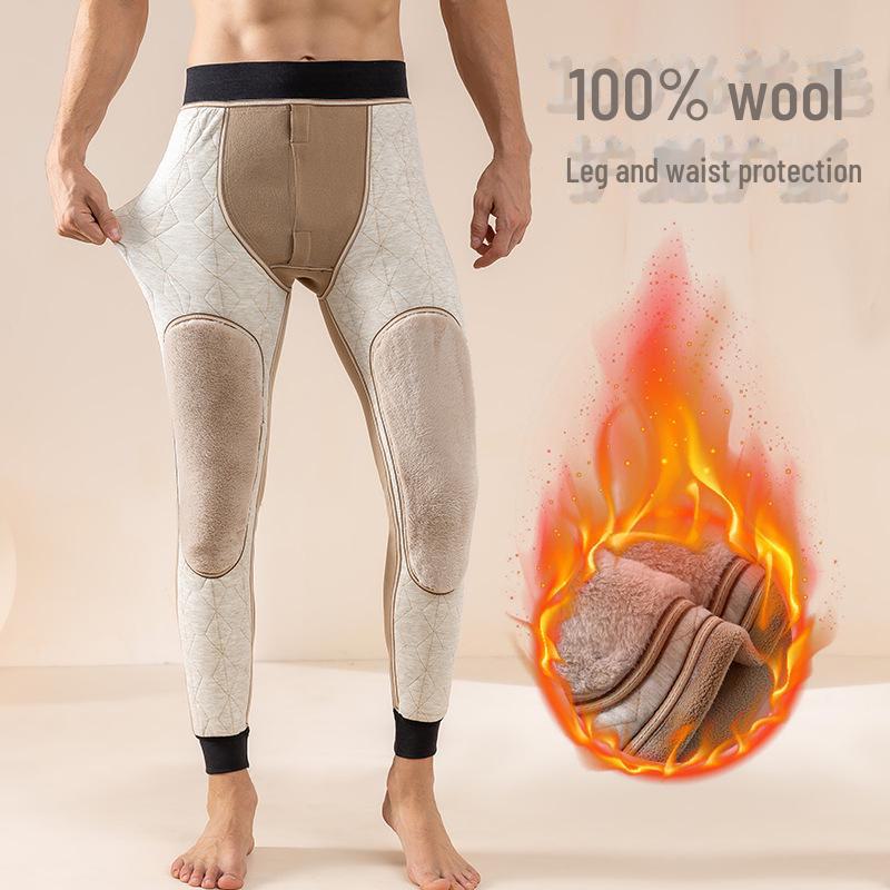 «Теплые брюки из шерстяной смеси с высокой талией, наколенниками и уютной бархатной подкладкой»