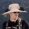 Outdoor Hat with Dual Power Supply Fan Summer Wide Brim Sun Hat Cooling Fishing Hiking Sun Protection Hat