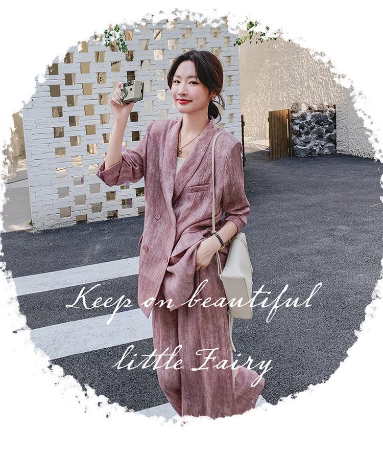 Women's Retro Casual 2024 Spring/Autumn Age-Reducing Wide-Leg Pants Suit