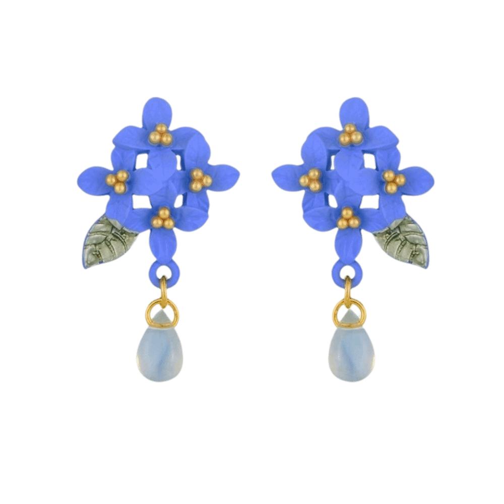 Sweet Girl Ear Jewelry Blue Color Flower Earrings New Pendant Earrings Gift