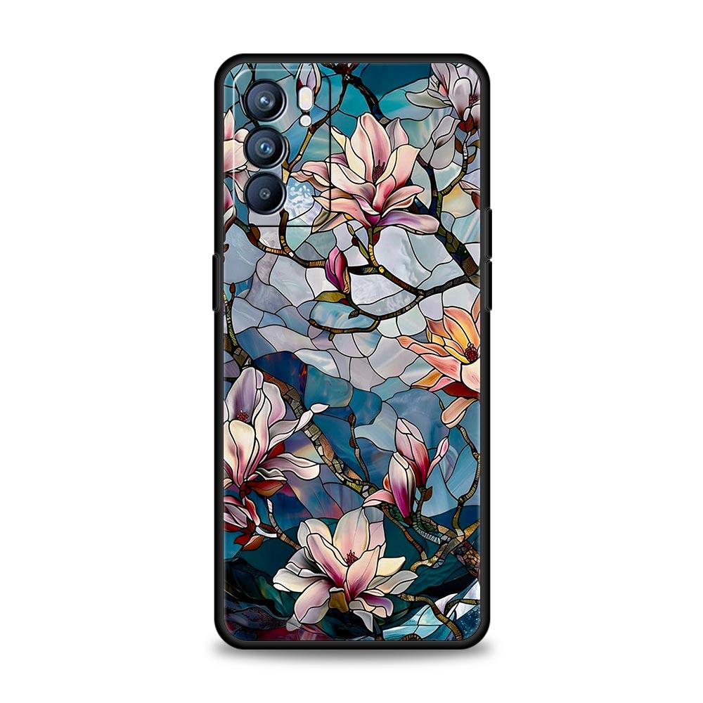 Чехол для телефона для Oppo Reno13 Reno12 Reno11 F Reno10 Pro A54 A53 A95 A76 A74 A57 A98 A80 A79 5G A78 4G Чехол Цветочный мрамор Геометрия