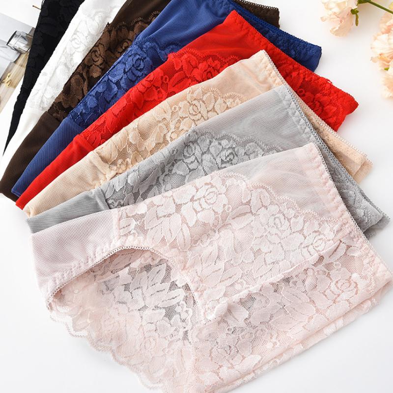 Сексуальные женские кружевные трусы со средней талией, сексуальные удобные хлопковые дышащие бесшовные женские трусы с промежностью