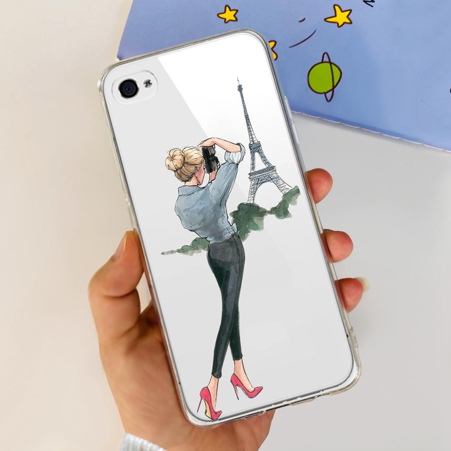 For Apple iPhone 4 Case Popular Flower Astronaut Clear Funda Soft Silicone Cover For iPhone 4s 4 s Bumper for iPhone4 Coque Capa