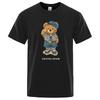 Cute Teddy Bear Salute Scoring Around Prints T Shirt Men Brand Tees Short Sleeve Retro Adult T-Shirt Summer  Harajuku  Bored Ape