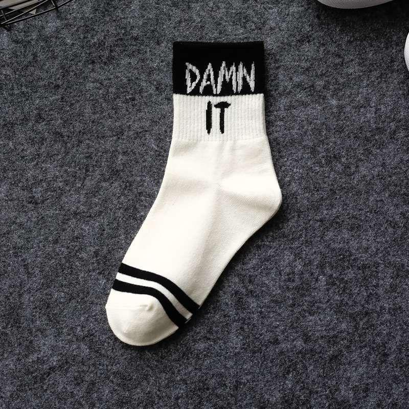 Стильные и удобные хлопковые черно-красные повседневные носки с крутым дизайном с принтом букв для мужчин и женщин