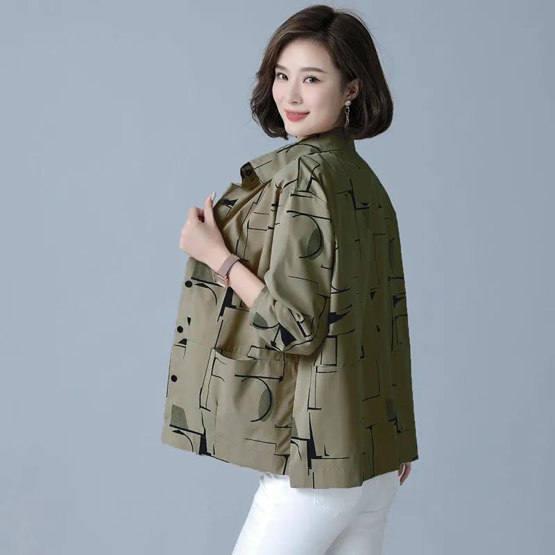 Модная свободная большая весенняя куртка для матери среднего возраста, ветровка, пальто для среднего и пожилого возраста, женская куртка в иностранном стиле