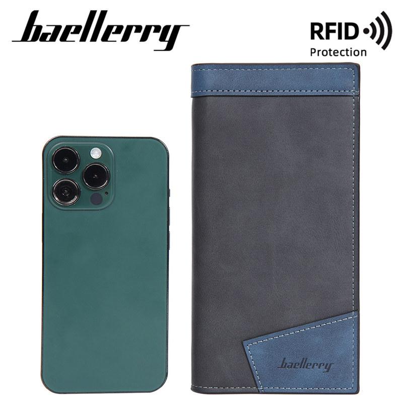 Baellerry Длинные кошельки с защитой RFID, винтажный дизайн, держатель для визитных карточек, двойной кошелек, кошелек