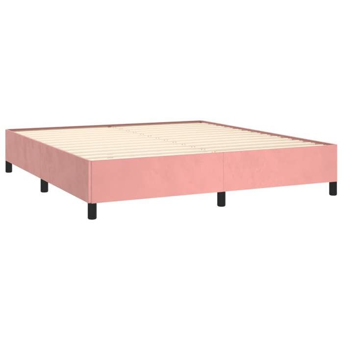Lit avec matelas - Maison Exclusive - 180x200 cm - Velours rose - Tête de lit réglable