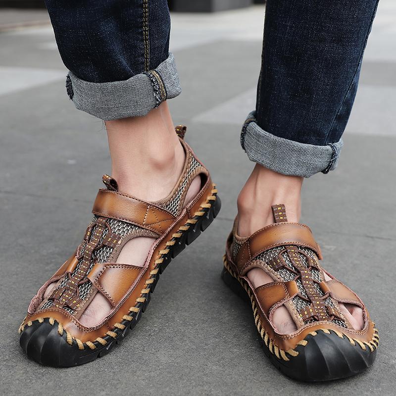 Men's Handmade Sandals Outdoor Sandals Leather Sandals Beach Shoes Hiking Outdoor Leather Sandals