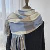 2022 Women's Plaid Scarf: Korean Style, Autumn/Winter, Imitation Cashmere, Tassel Shawl, Thick & Warm.