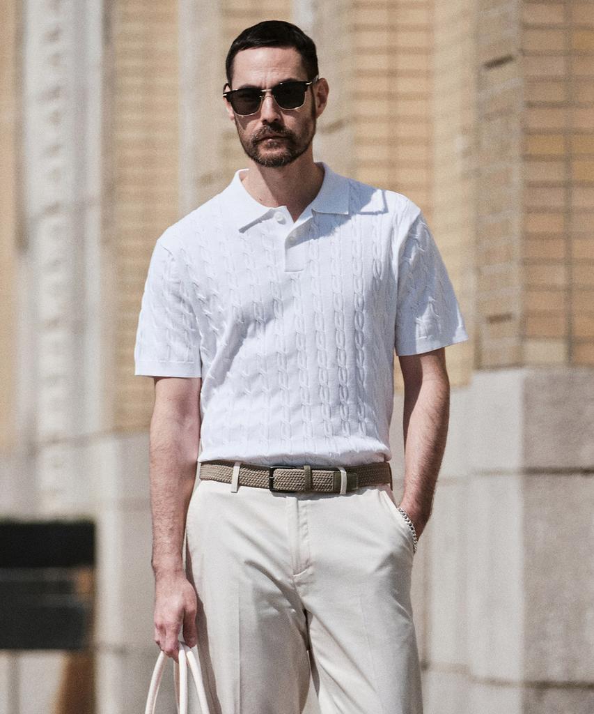 STCO Diems Cable Collar Knit Ivory (Classic Fit)_Dktwb64Csi