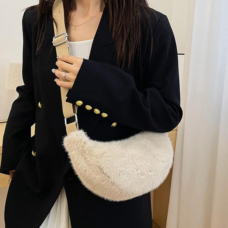 Yogodlns Женская плюшевая сумка кроссбоди Осень Зима Пушистая сумка-хобо Повседневная универсальная сумка на плечо Модная легкая сумка подмышку