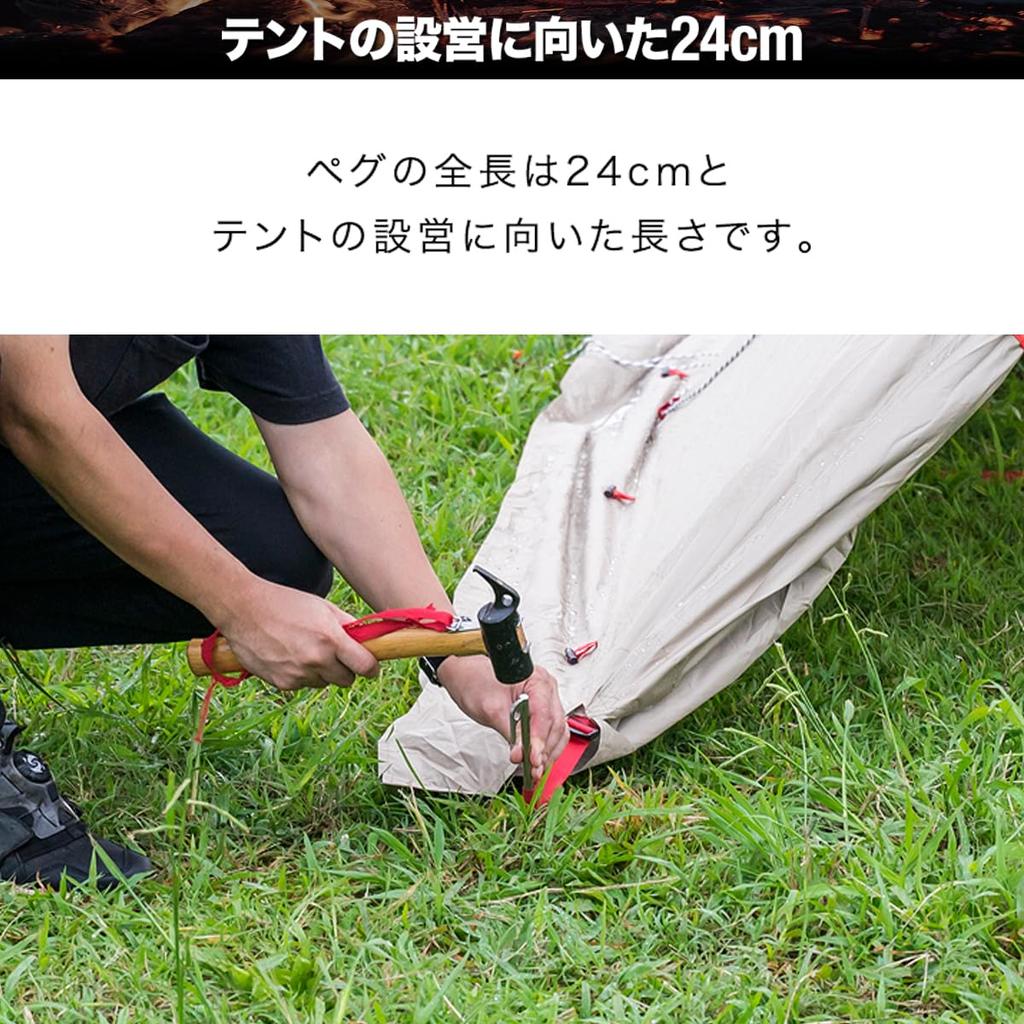 FIELDOOR Titanium Pegs for Tents and Set of Light and Strong Titanium Corrosion Solo Camping Outdoor Tarps, 24cm, 8, Pegs, Resistant, Sturdy,