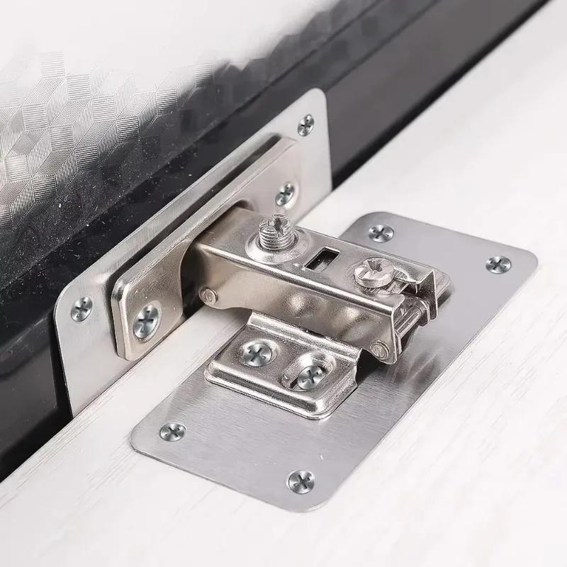10Pcs Cabinet Hinge Repair Plate Kit Stainless Steel Door Hinge Mounting Plate With Holes For Home Kitchen Cupboard Furniture