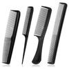 4 Pcs Professional Black Comb Set, Combs for Women and Man, Styling Comb, Rat Tail, Wide and Fine Tooth Hair Dressing Combs for Teasing and Parting,
