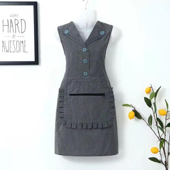 Фартук-жилет, прочный западный стиль, моющийся дизайн с лацканами, хлопковый комбинезон для кафе, ресторана, товары для дома
