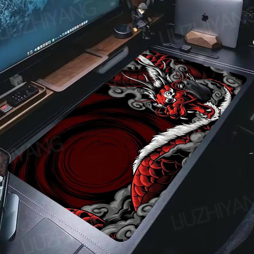 Red Dragon Mousepad XXL Monster Deskmat Japan Playmat Laptop Gamer Anime Mouse Pad Office Gaming Keyboard Rubber Carpet 90x40cm