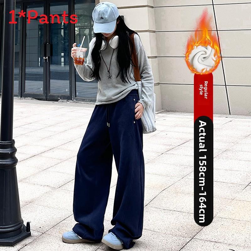 Fleece Wide Leg Pants For Women With High Waist And Casual Style