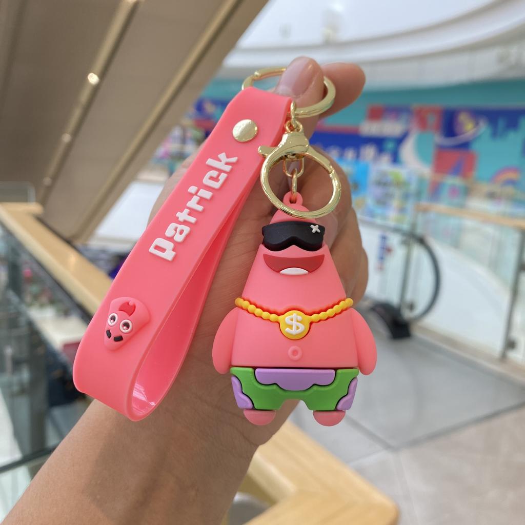 Anime Spongebob Squarepants Keychain Patrick Star Kawaii PVC Toys keychain Backpack charm Birthday Gift For Kid