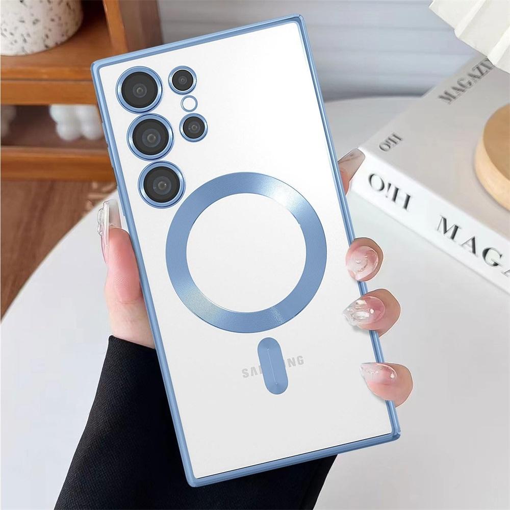 Прозрачный чехол с покрытием для Samsung Galaxy S24 S23 S22 S21 S20 FE Ultra Plus Note 20 Ultra MagSafe, чехол для беспроводной зарядки