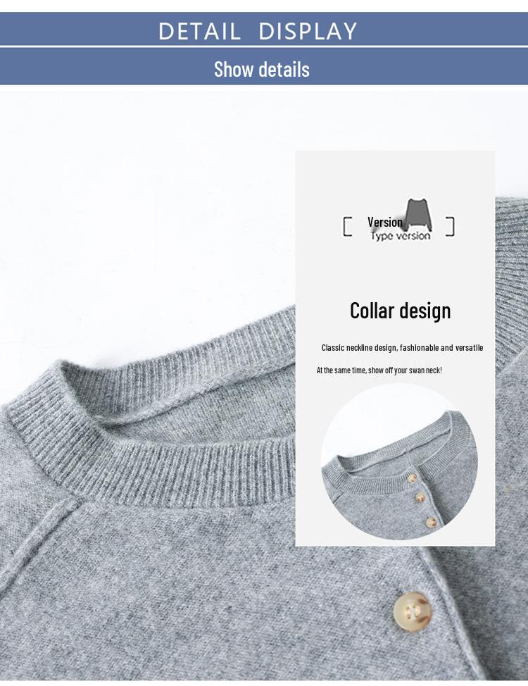 Women's Pure Wool Round Neck Sweater - Autumn/Winter New Style, Stylish Solid Color Loose Slimming Knit Top
