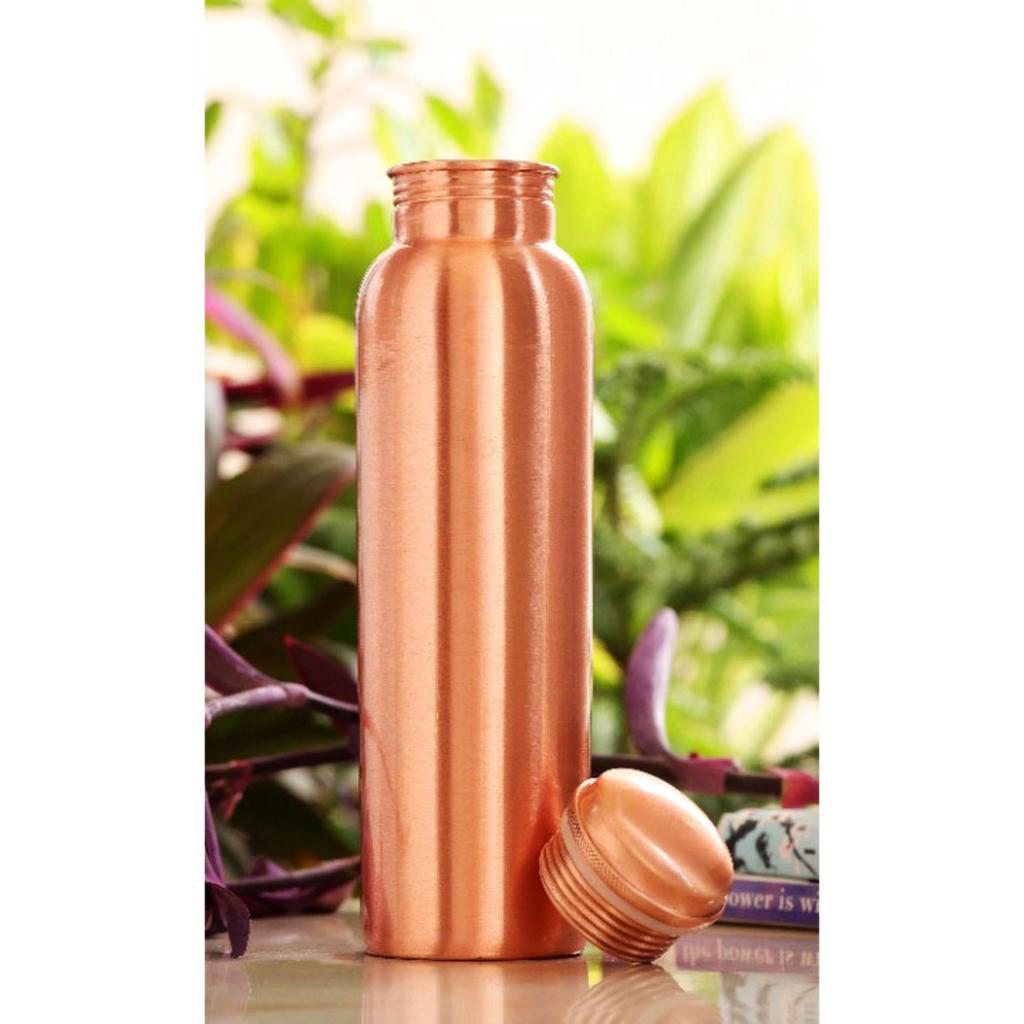 Pure Copper Matt Finish Laquer Coated Water Bottle, Health Benefits, Drinkware, 900 ML