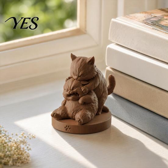 Funny Cat Decoration Frolicking Cats Figurine, 3D Printed Playful Statue, Cute Bay Window Figurine Collectible Kitty Sculpture Desktop Ornament