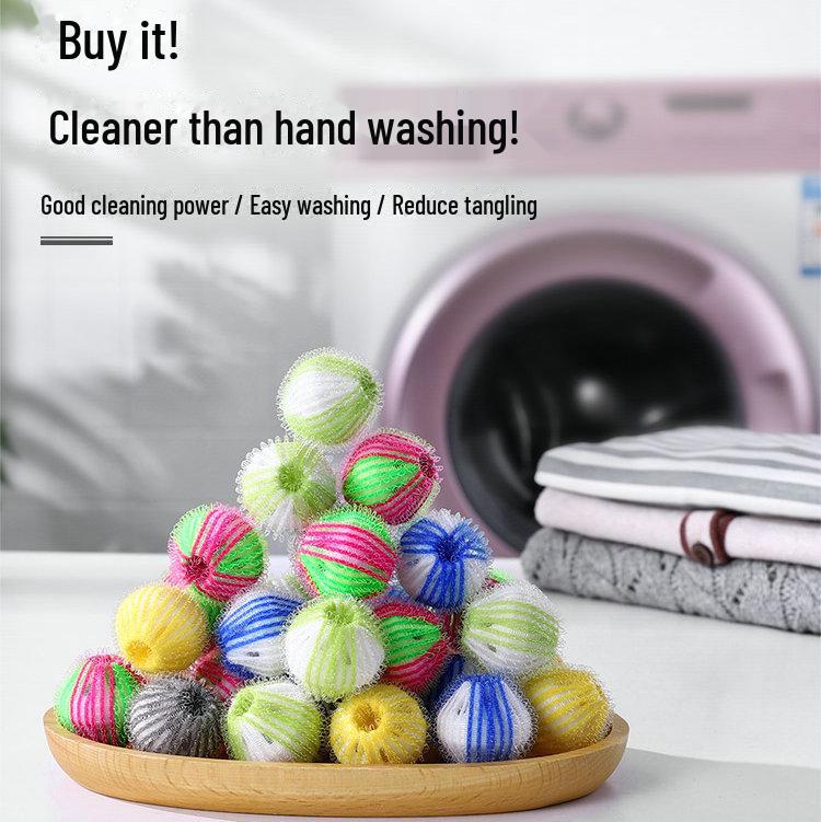 Волшебный нейлоновый шарик для стирки: Мяч для дезинфекции, предотвращения наматывания, удаления липких волос и чистки одежды.