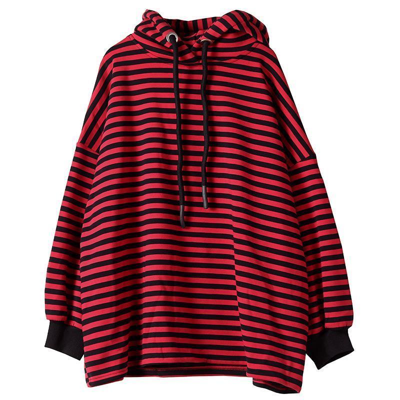 Женские толстовки с капюшоном больших размеров с длинным рукавом, осенне-зимние, теплые, свободные, повседневные, плюшевые, утолщенные, оверсайз, полосатые топы
