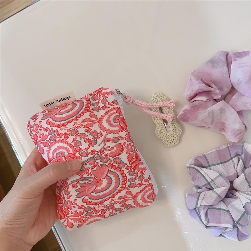 Mini Cotton Floral Organizer Bags for Women Bag Small Fabric Cosmetic Make Up Bag Little Purse Coin Pouch Children Cosmetic Case