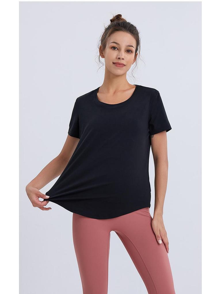 Women's Summer Slimming Yoga Cover-up T-shirt - Loose Fit, Short Sleeve Fitness Top for Running and Training