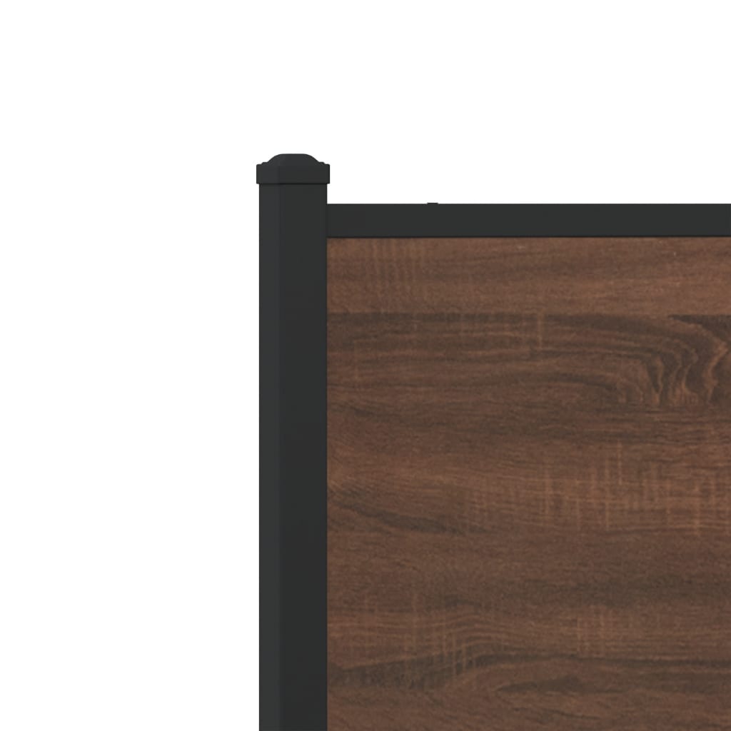 Metal Bed Frame without Mattress Brown Oak Effect 120 x 190 cm